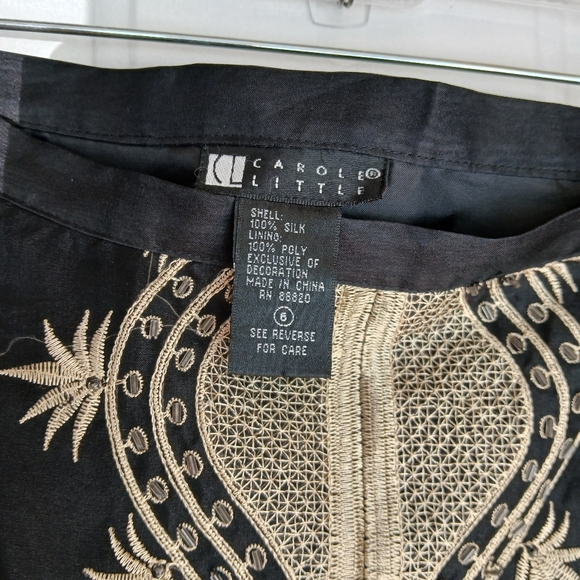 Carole Little 100% silk skirt Black & Gold beads with embroidery Size 6 EUC - Picture 4 of 9